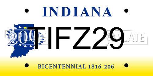 TIFZ29 Indiana License Plate