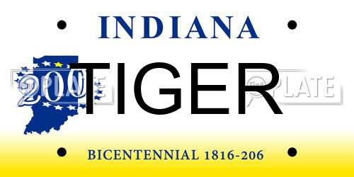 TIGER Indiana License Plate