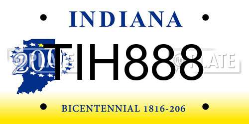 TIH888 Indiana License Plate