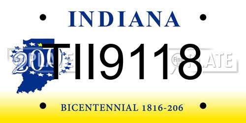 TII9118 Indiana License Plate