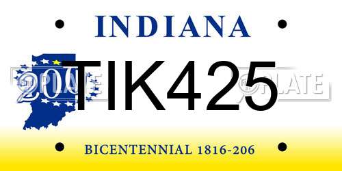 TIK425 Indiana License Plate