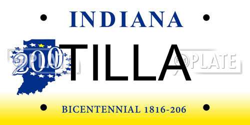 TILLA Indiana License Plate