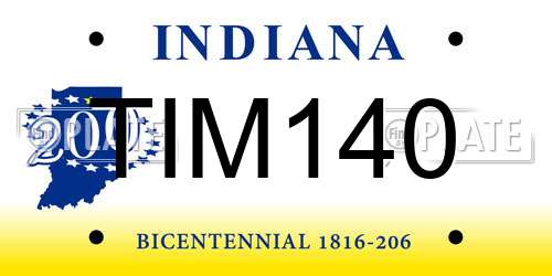 TIM140 Indiana License Plate