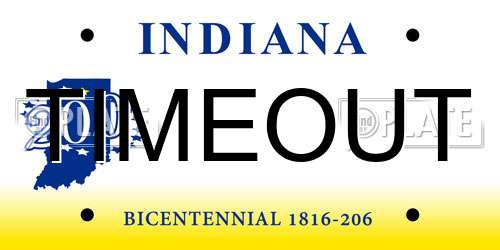 TIMEOUT Indiana License Plate
