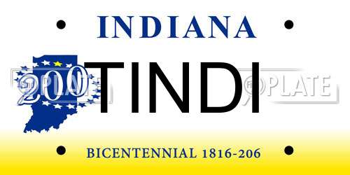 TINDI Indiana License Plate