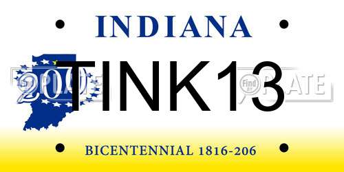 TINK13 Indiana License Plate