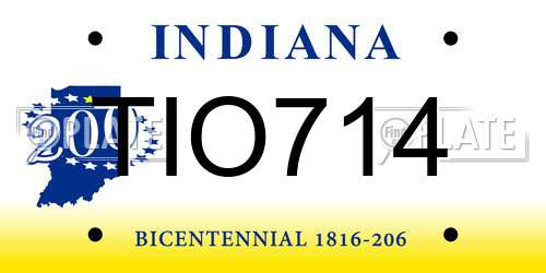TIO714 Indiana License Plate