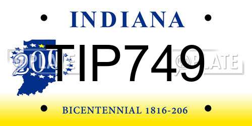 TIP749 Indiana License Plate