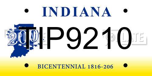 TIP9210 Indiana License Plate