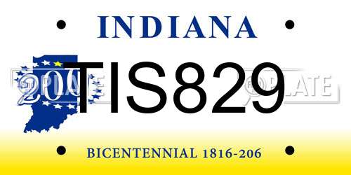 TIS829 Indiana License Plate