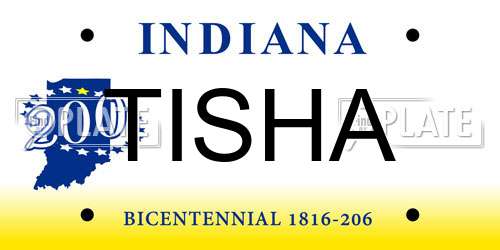 TISHA Indiana License Plate