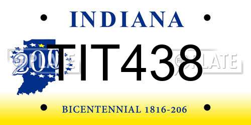 TIT438 Indiana License Plate