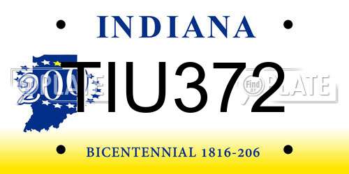 TIU372 Indiana License Plate