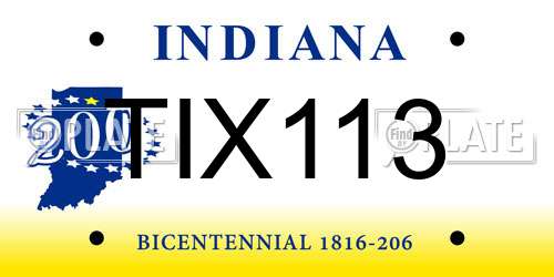 TIX113 Indiana License Plate