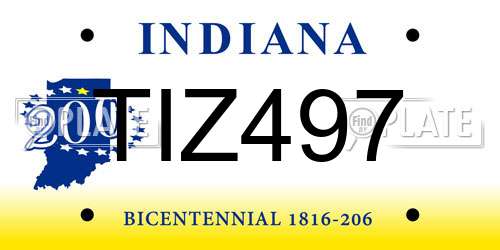 TIZ497 Indiana License Plate