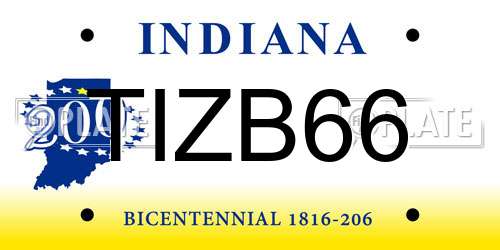 TIZB66 Indiana License Plate