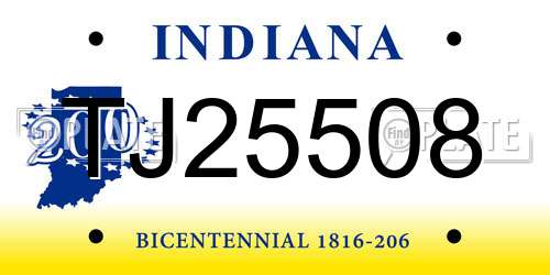 TJ25508 Indiana License Plate