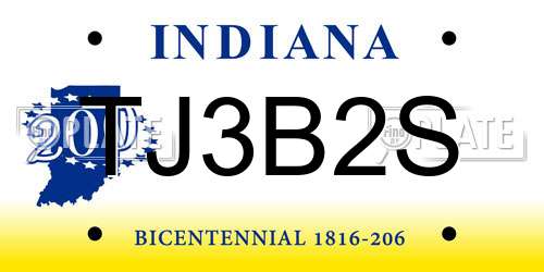 TJ3B2S Indiana License Plate