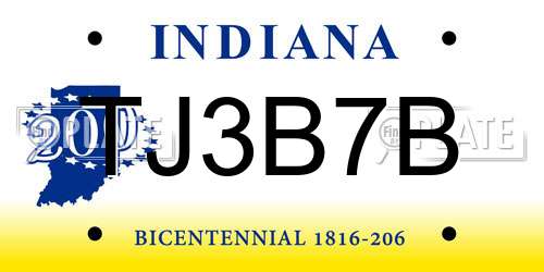 TJ3B7B Indiana License Plate