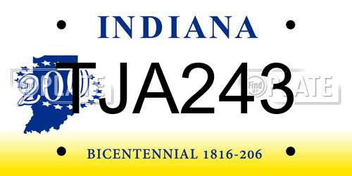 TJA243 Indiana License Plate