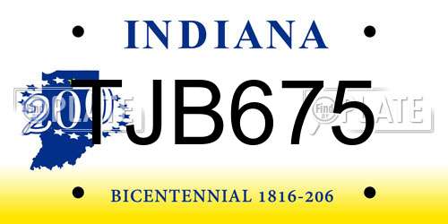 TJB675 Indiana License Plate