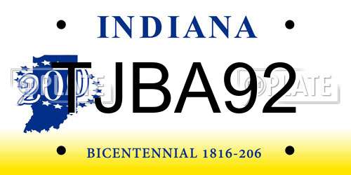 TJBA92 Indiana License Plate