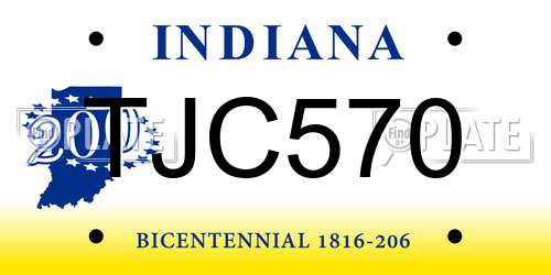 TJC570 Indiana License Plate