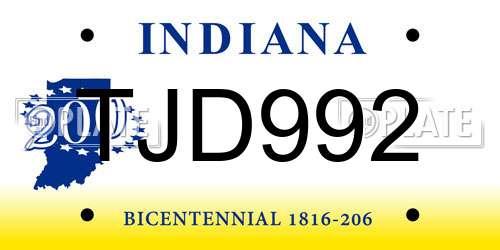 TJD992 Indiana License Plate