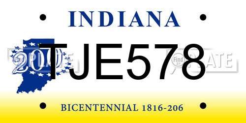 TJE578 Indiana License Plate