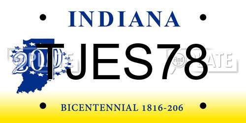 TJES78 Indiana License Plate