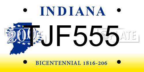 TJF555 Indiana License Plate