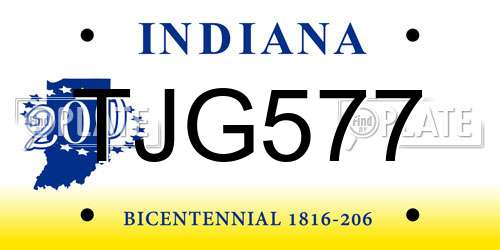 TJG577 Indiana License Plate