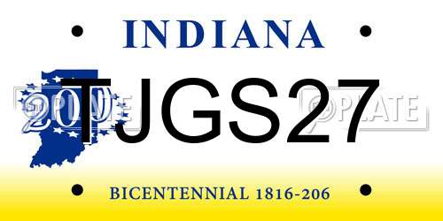 TJGS27 Indiana License Plate