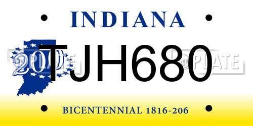 TJH680 Indiana License Plate