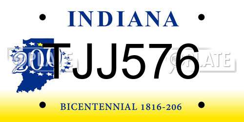 TJJ576 Indiana License Plate