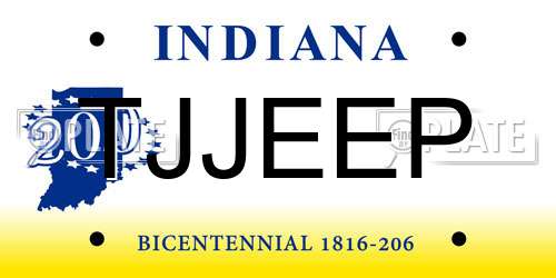 TJJEEP Indiana License Plate