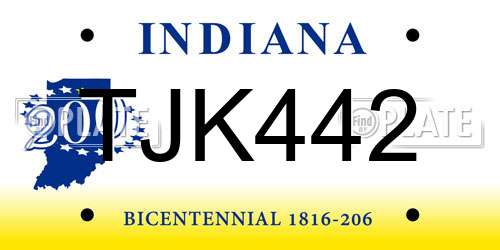TJK442 Indiana License Plate