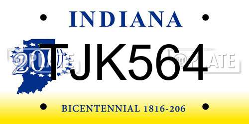 TJK564 Indiana License Plate