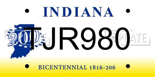 TJR980 Indiana License Plate