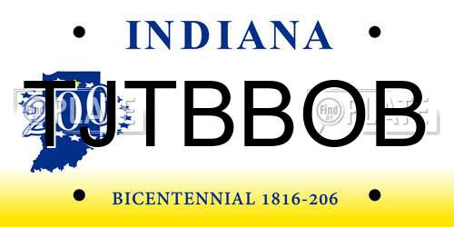 TJTBBOB Indiana License Plate