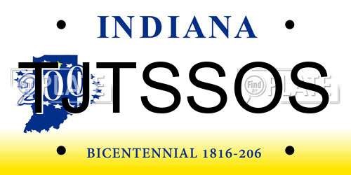 TJTSSOS Indiana License Plate