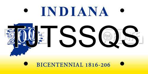 TJTSSQS Indiana License Plate