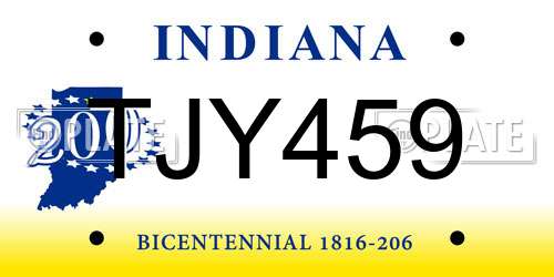 TJY459 Indiana License Plate