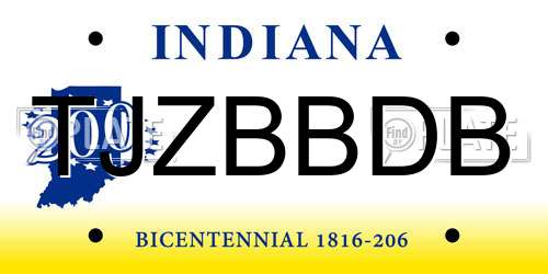 TJZBBDB Indiana License Plate