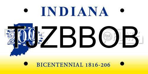 TJZBBOB Indiana License Plate