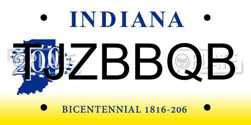 TJZBBQB Indiana License Plate