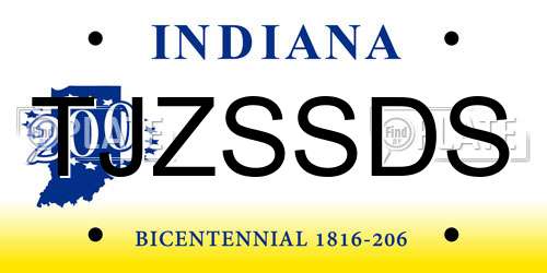 TJZSSDS Indiana License Plate
