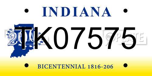 TK07575 Indiana License Plate