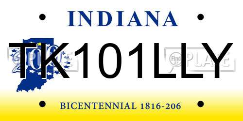TK101LLY Indiana License Plate