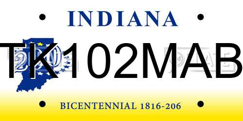 TK102MAB Indiana License Plate